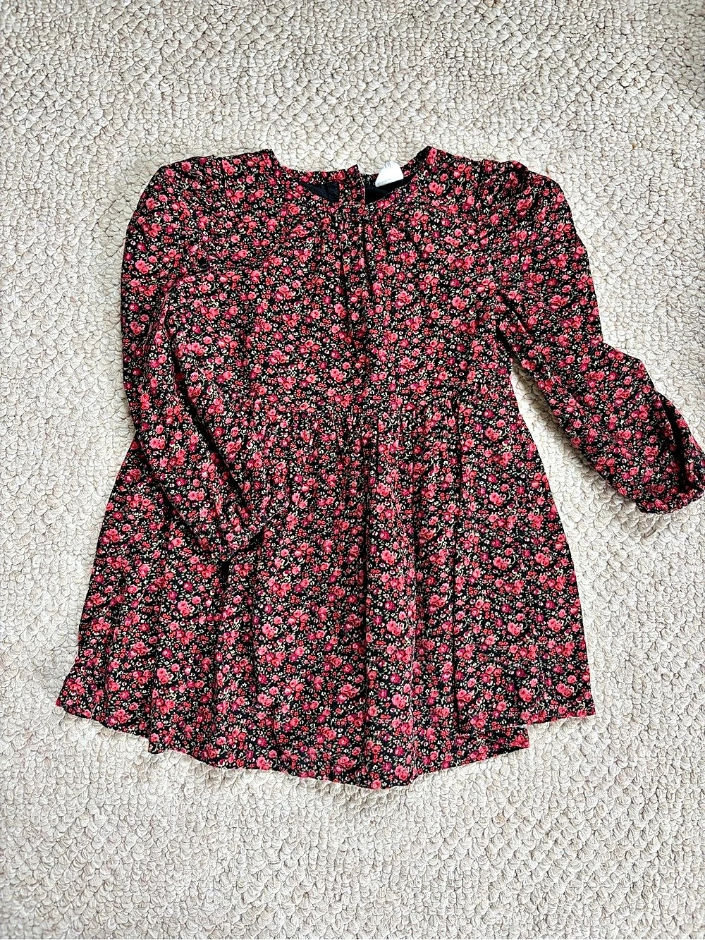 Baby GAP Floral Corduroy Dress Black & Pink Size 3T Like New